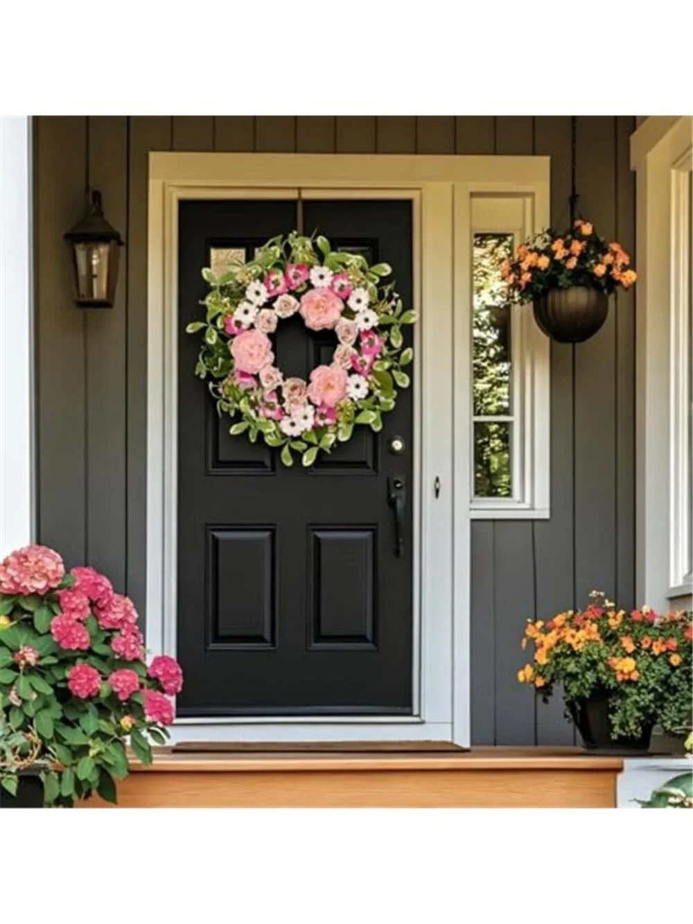 Artificial Peony & Rose Floral Spring Wreath, 24-Inch